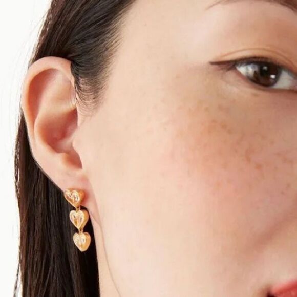 KATE SPADE Rock Solid Stone Heart Linear Earrings K1 - Picture 2 of 7